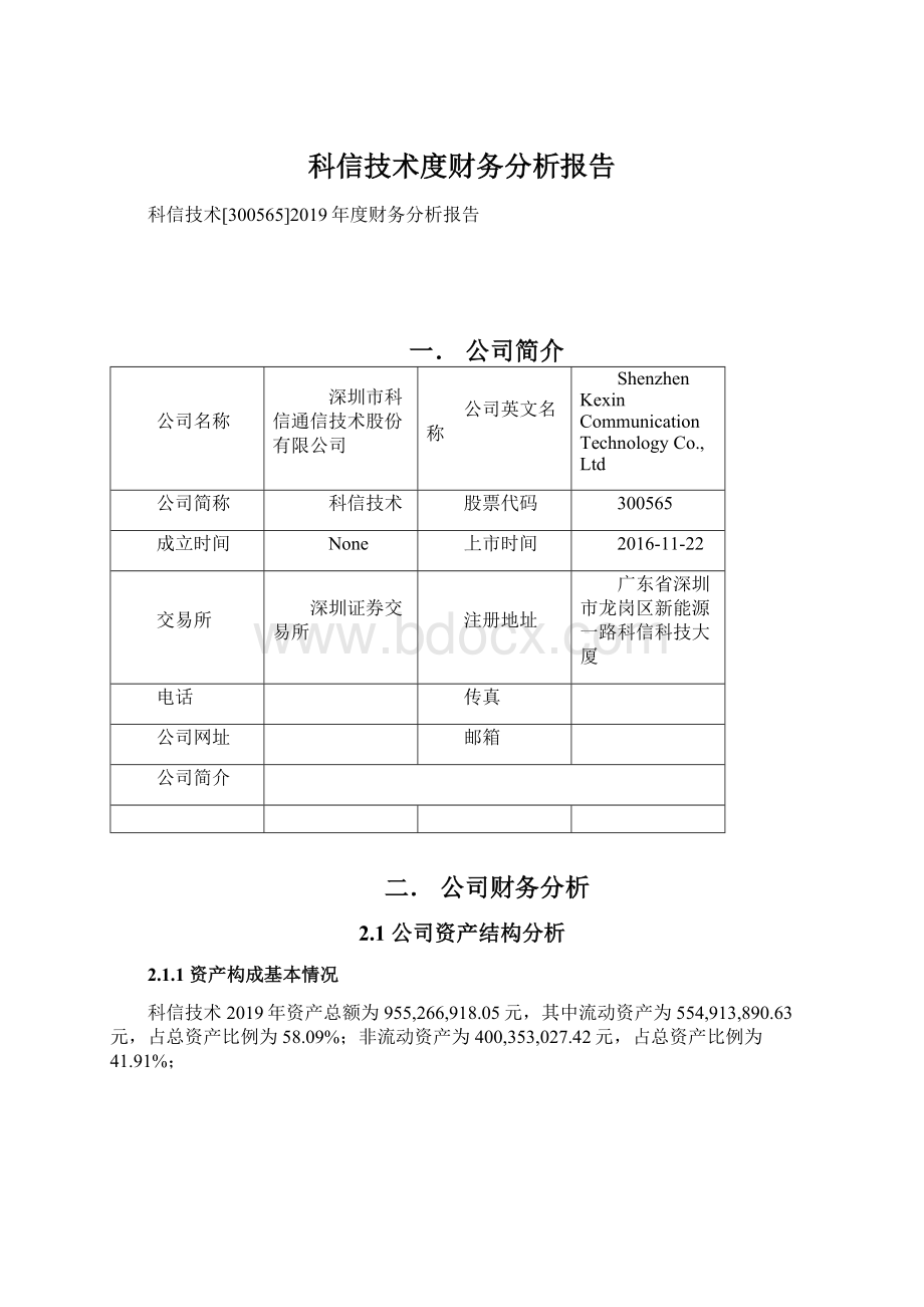 科信技术度财务分析报告文档格式.docx_第1页