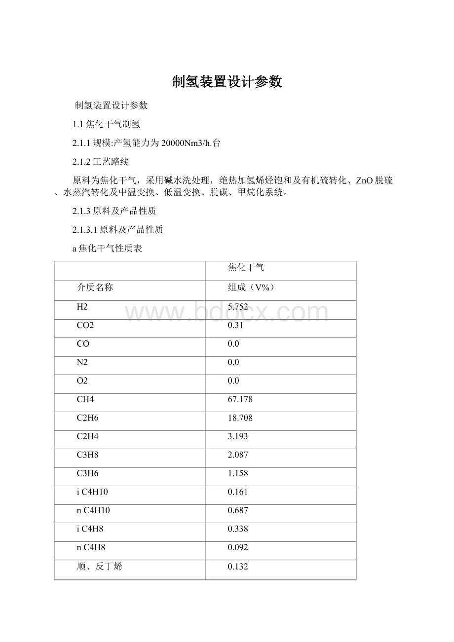 制氢装置设计参数Word文档下载推荐.docx