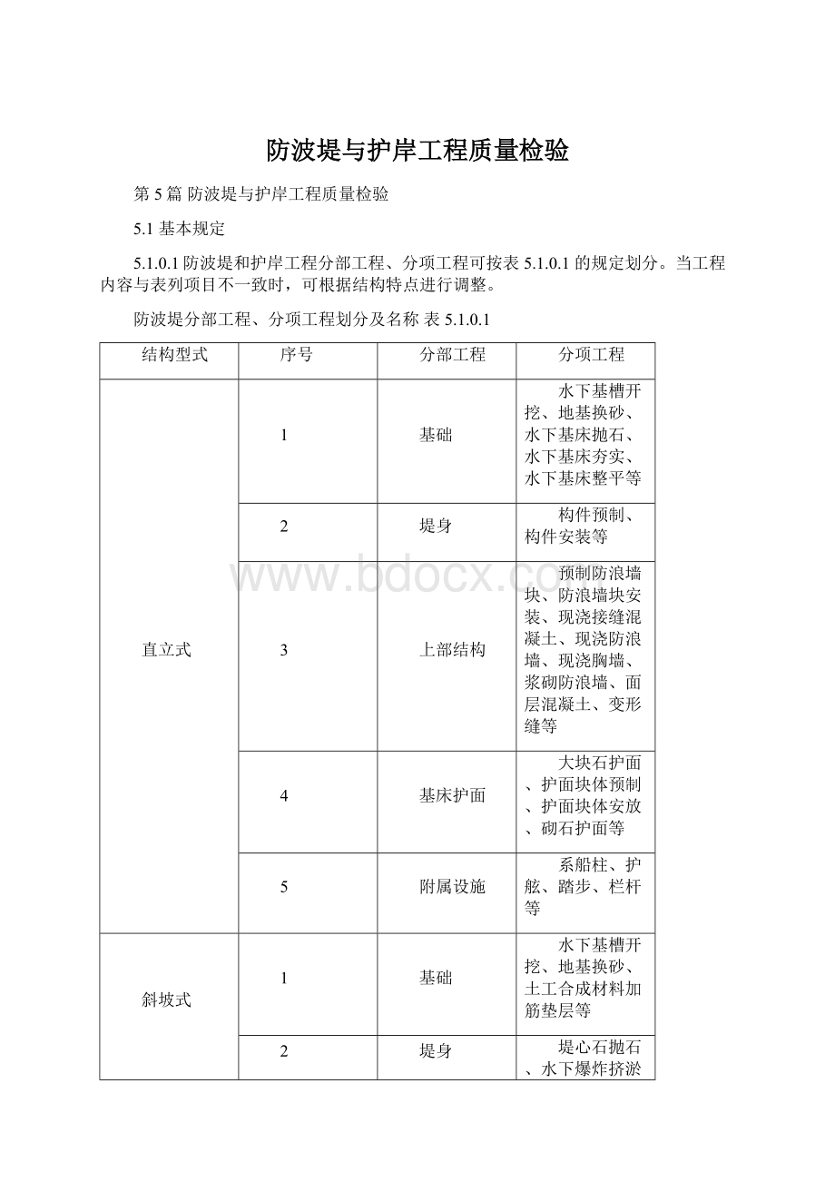 防波堤与护岸工程质量检验文档格式.docx