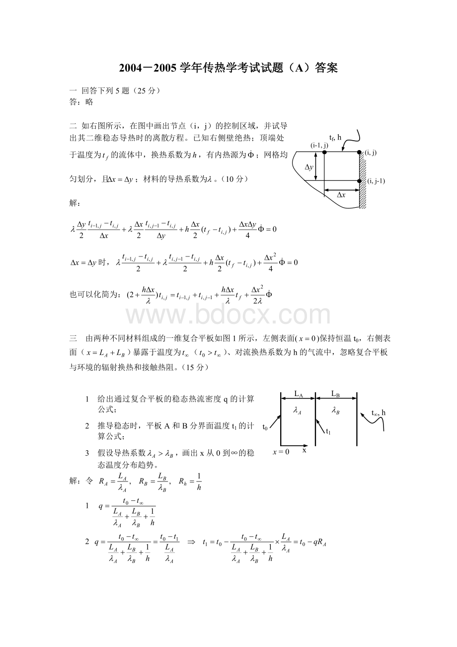 上海交大传热学考题(A)-答案Word文件下载.doc