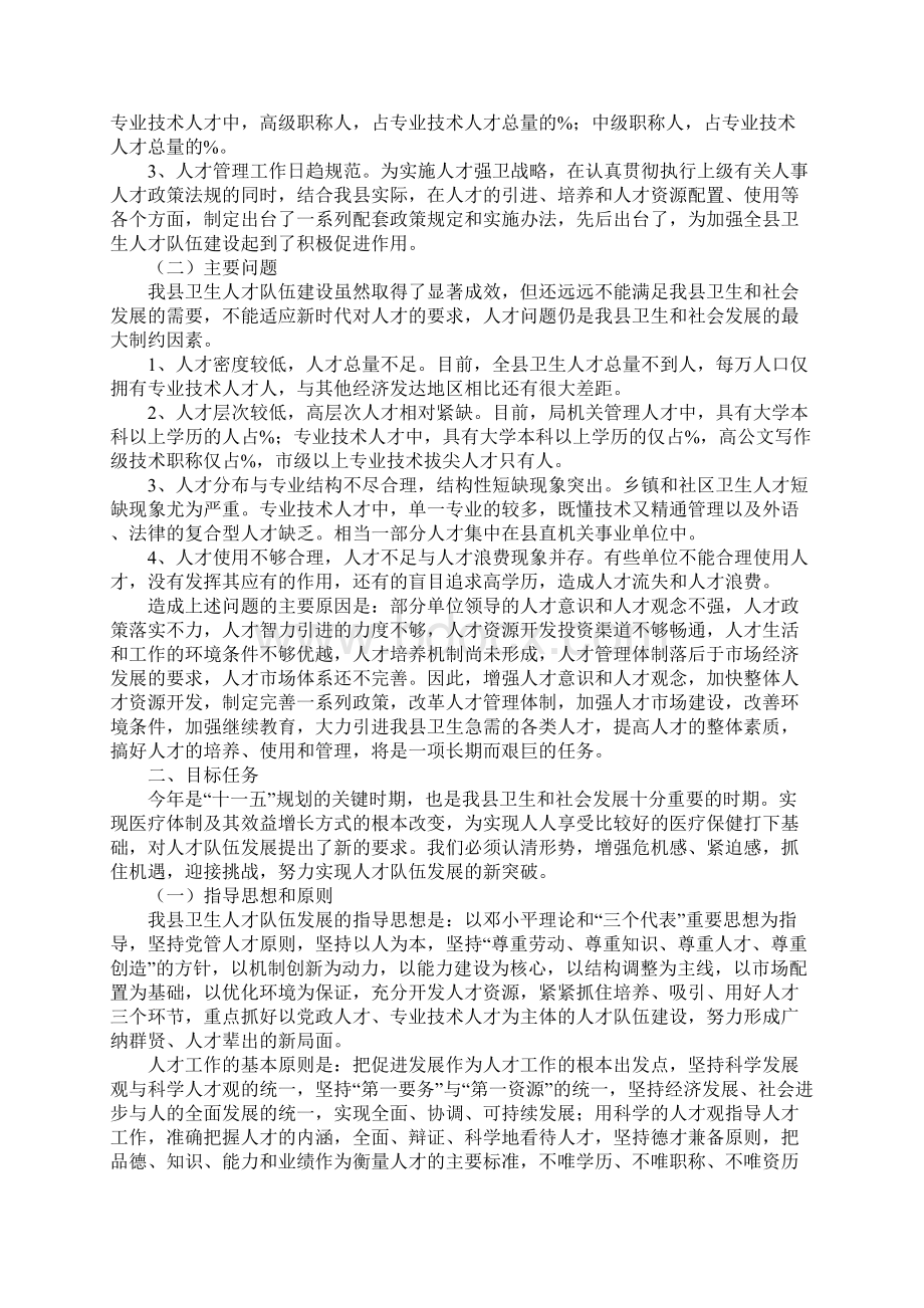 卫生人才发展规划文档格式.docx_第2页