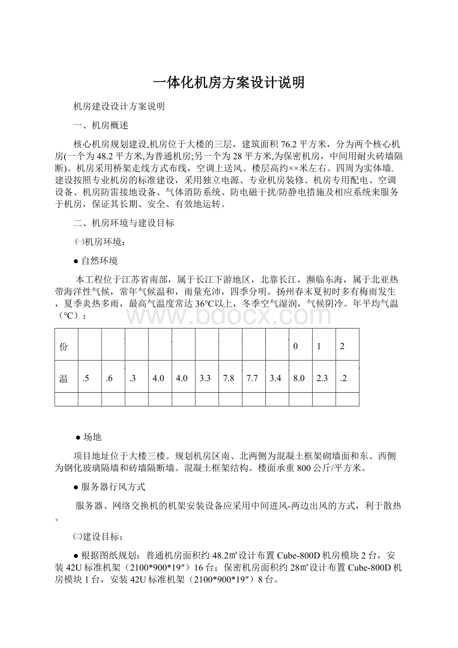 一体化机房方案设计说明Word文档格式.docx_第1页