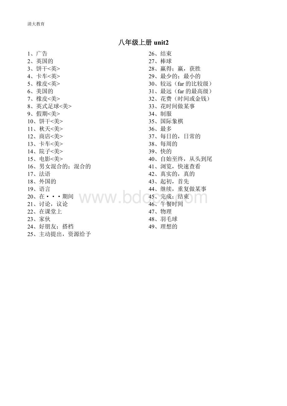 新版译林版牛津英语八年级上册单词默写Word文档下载推荐.doc_第2页