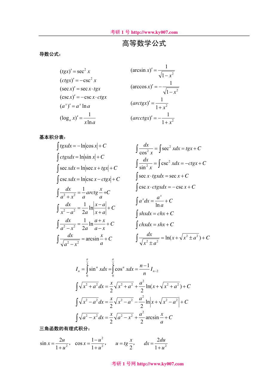 考研数学公式大全(pdf清晰版).pdf