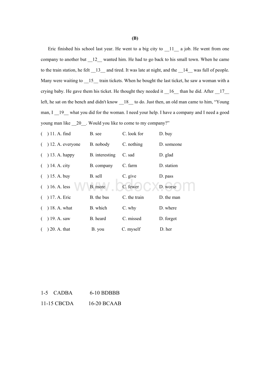 新目标八年级英语下册完形填空专项练习Word下载.doc_第2页