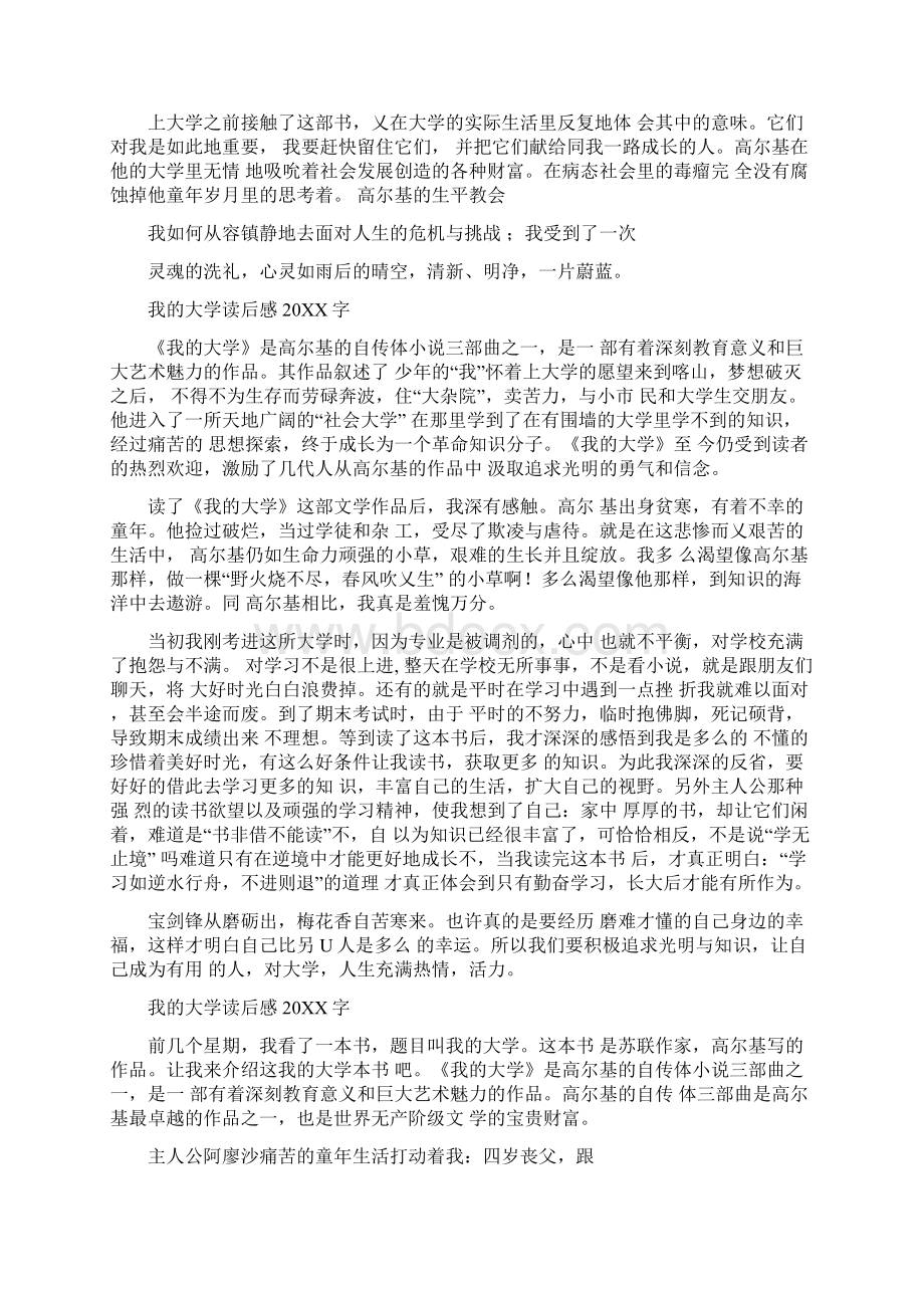 高尔基我的大学读后感20XX字.docx_第3页