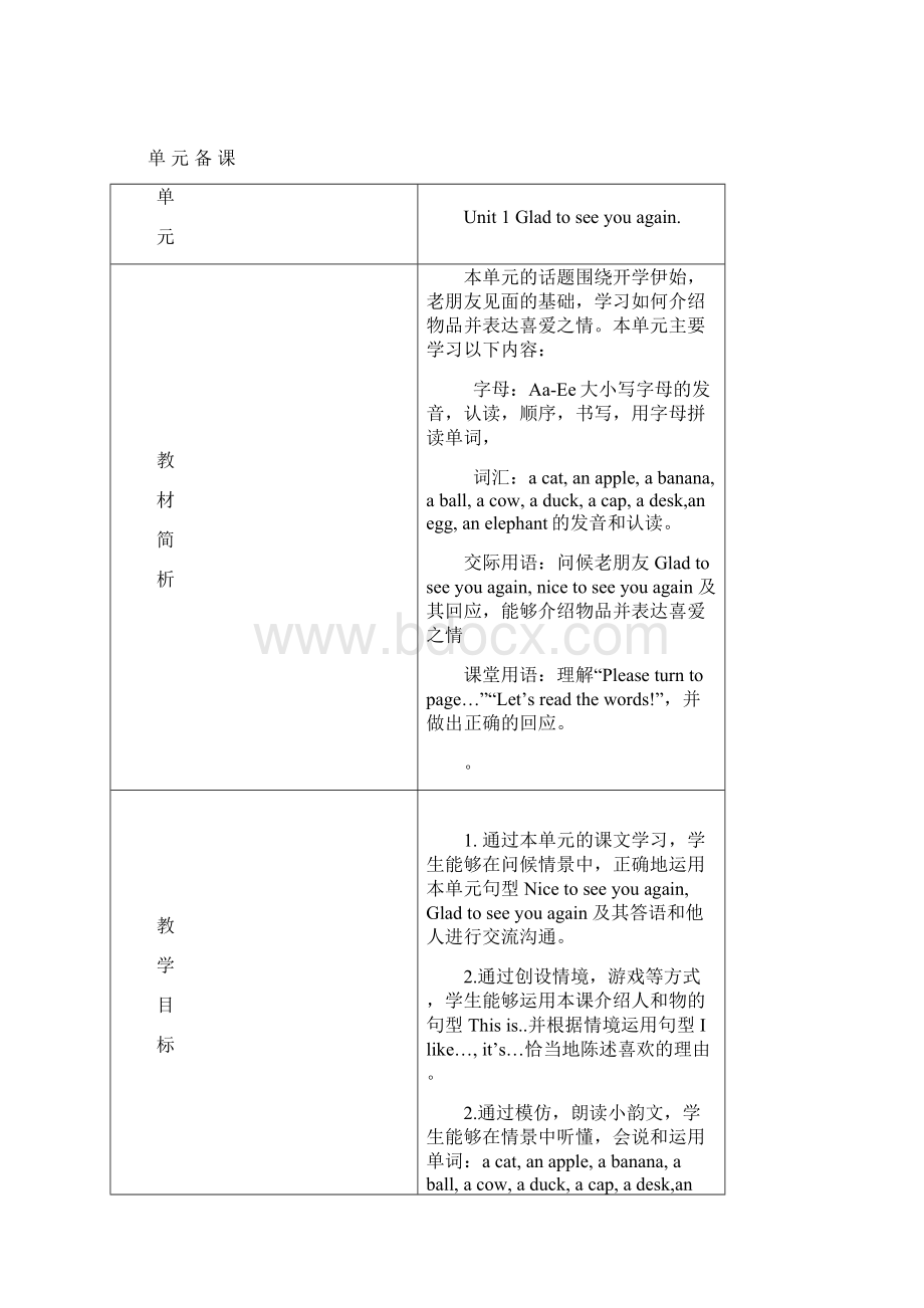 北京版小学英语一年级下册全套教学设计Word格式.docx_第2页