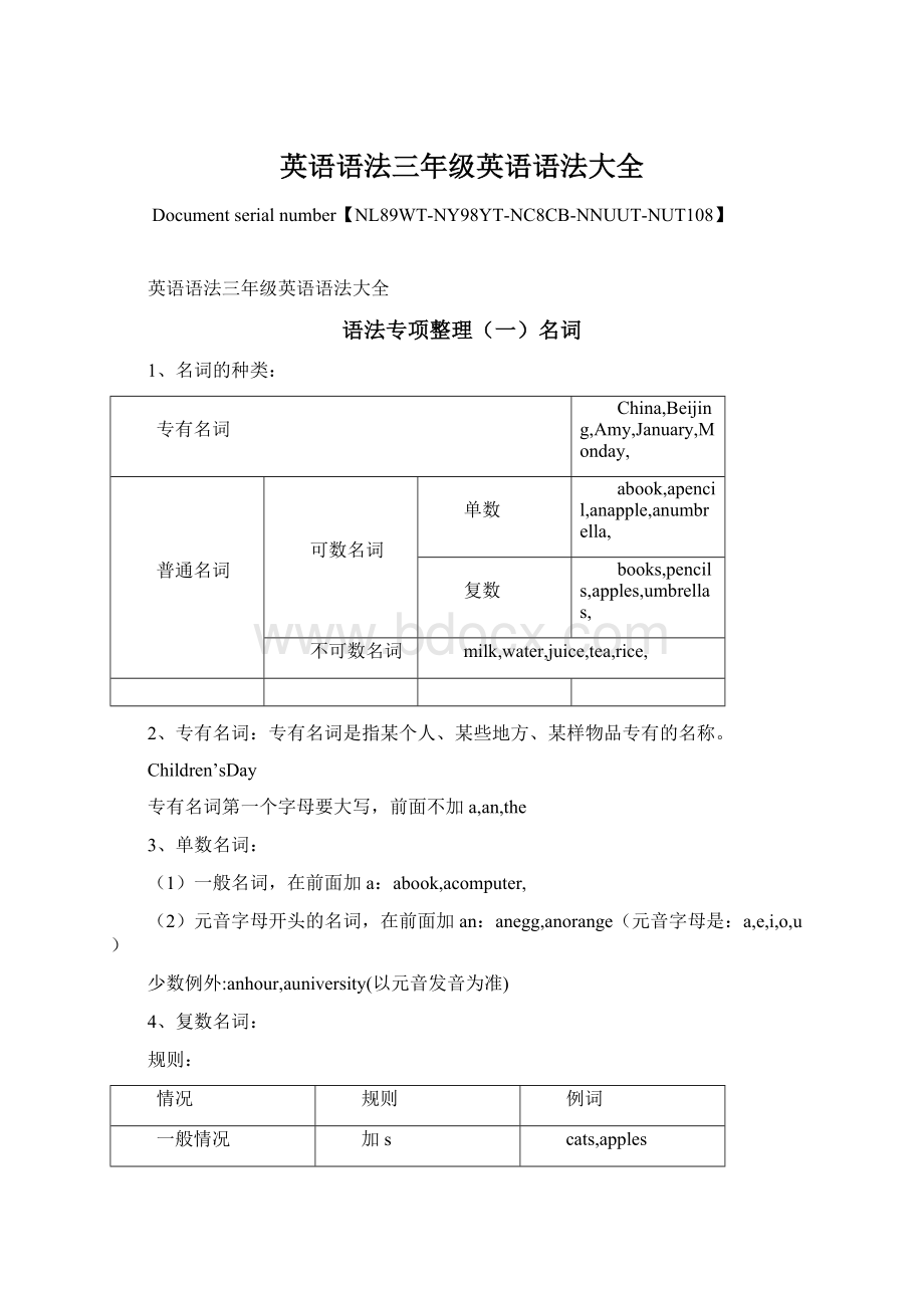 英语语法三年级英语语法大全Word格式文档下载.docx_第1页