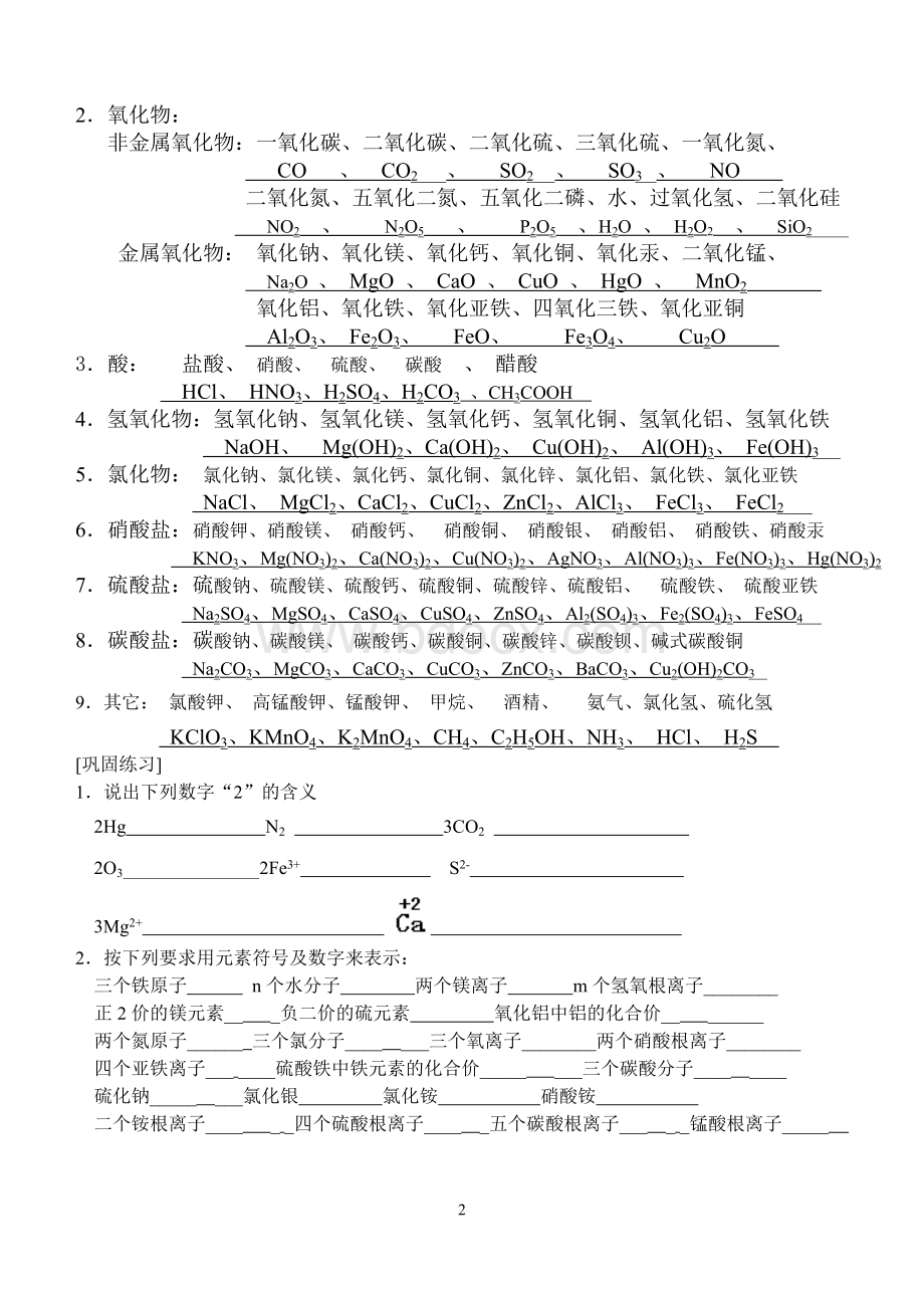 化学符号默写归纳1Word文档下载推荐.doc_第2页