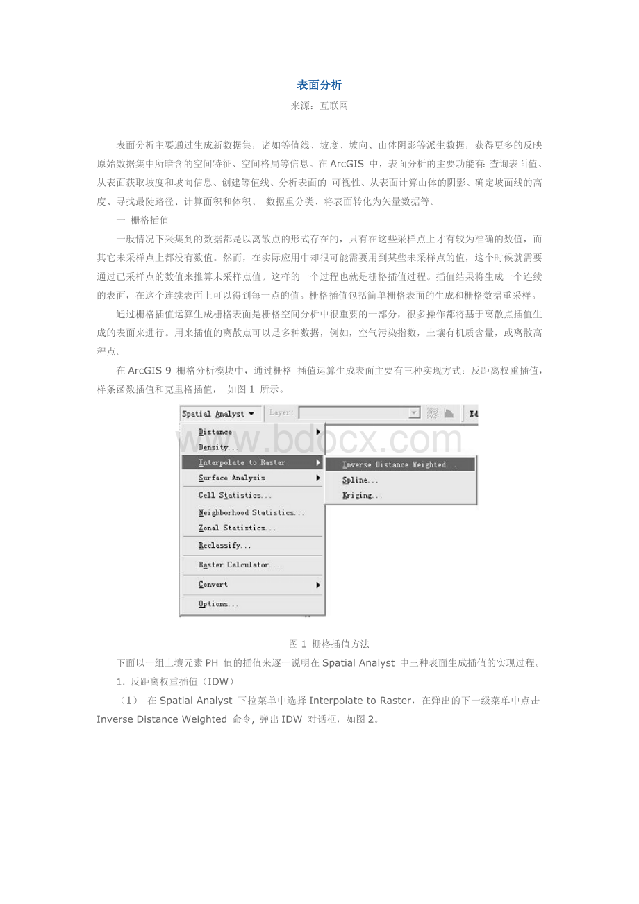 ArcGIS表面分析Word文档格式.docx_第1页