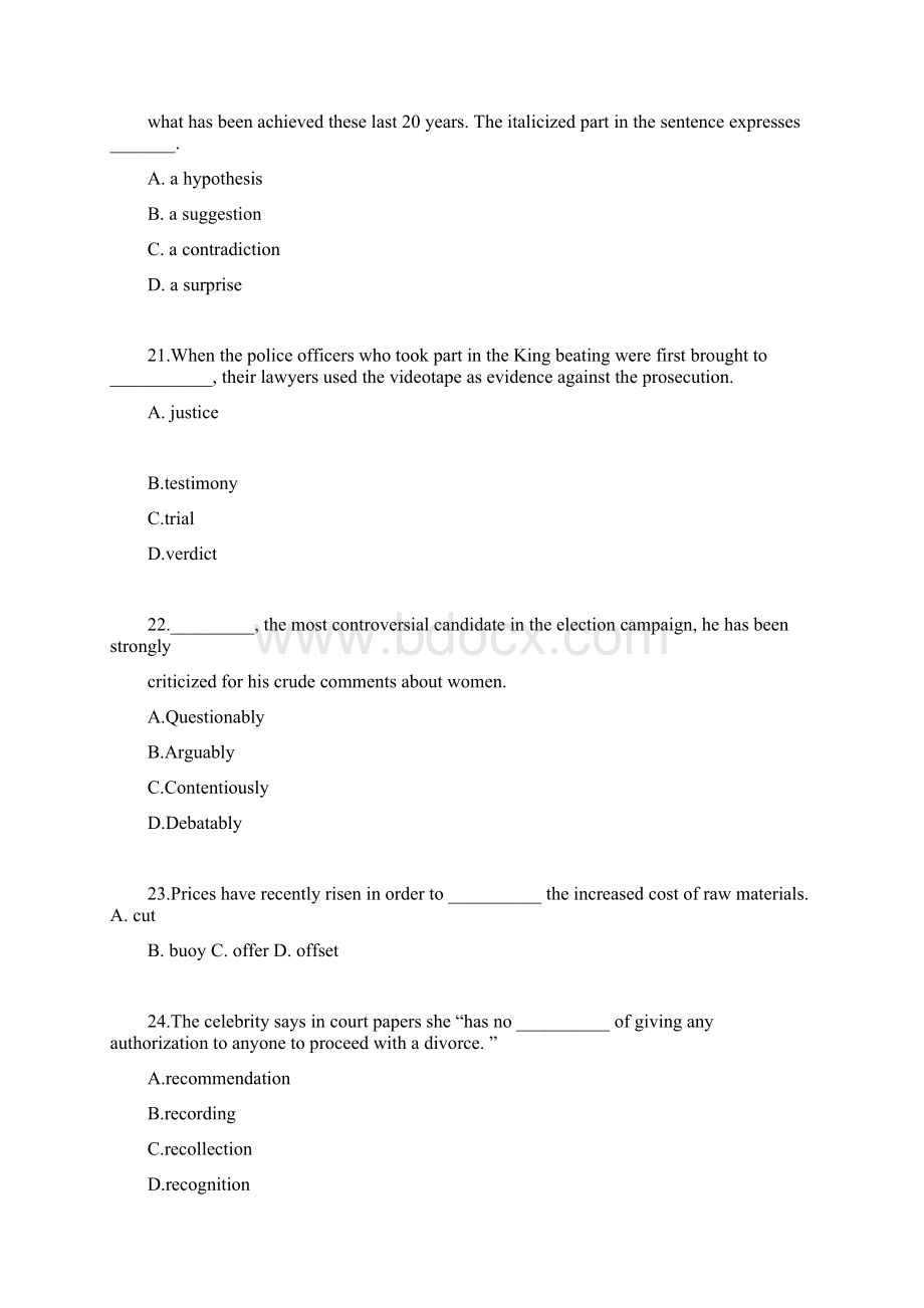 完整版本英语专四真题及参考包括答案doc.docx_第3页