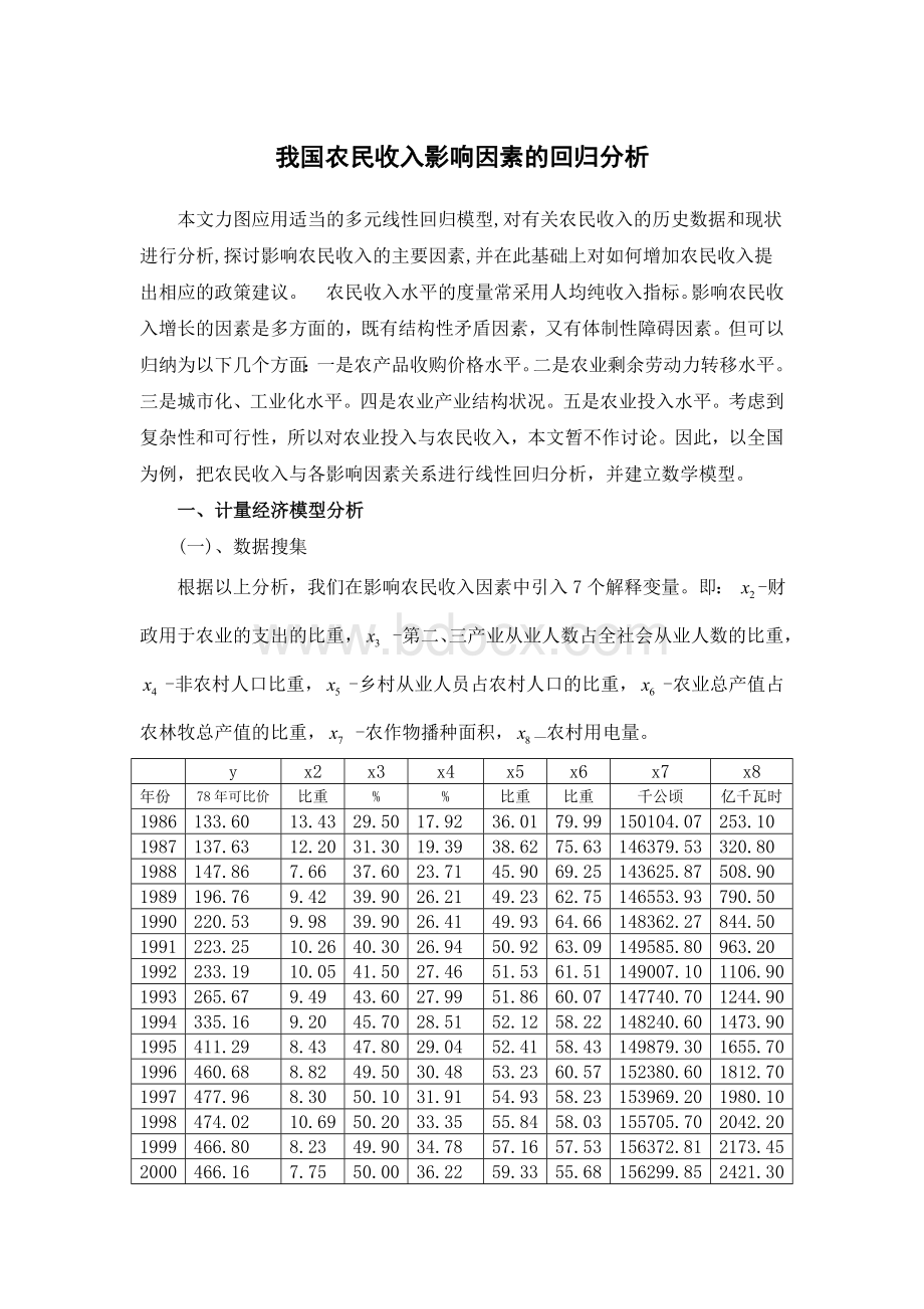 多元线性回归模型案例Word下载.doc