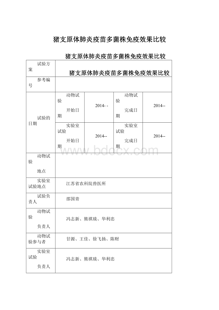 猪支原体肺炎疫苗多菌株免疫效果比较Word文档格式.docx