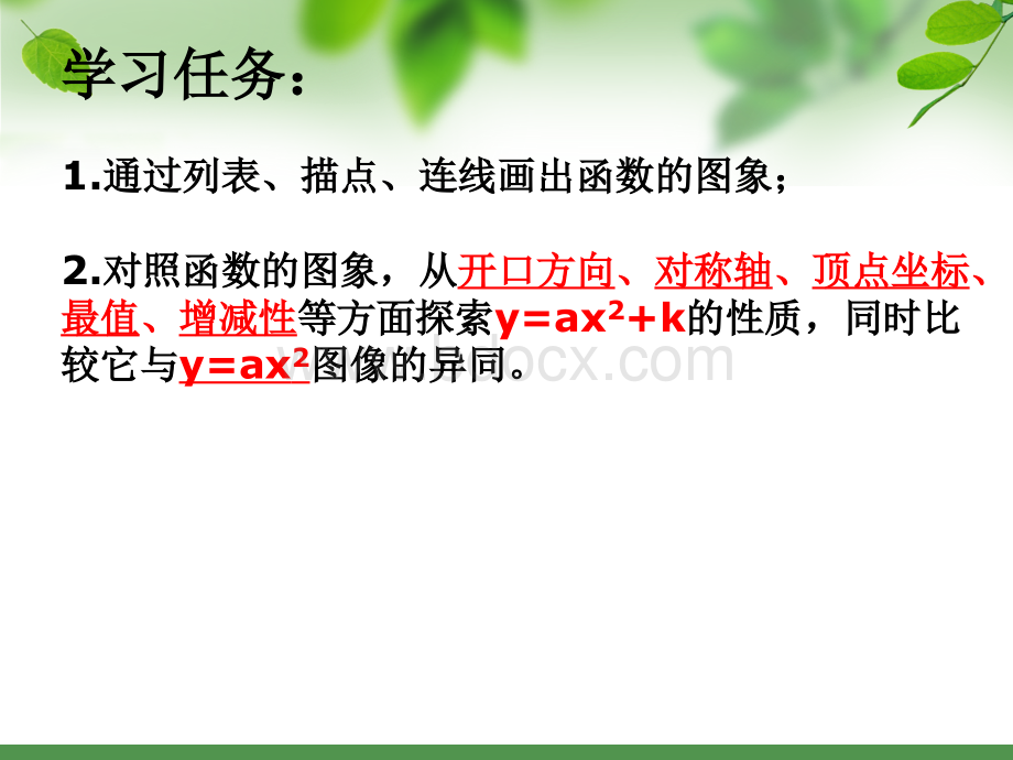 2.2.2二次函数y=ax2+k的图象PPT文件格式下载.ppt_第3页