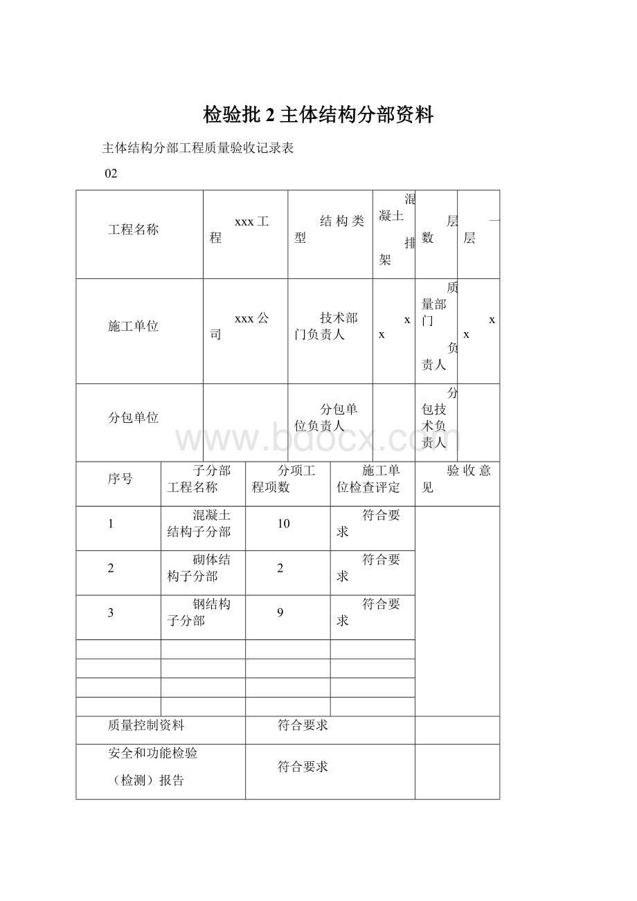 检验批2主体结构分部资料Word格式.docx_第1页