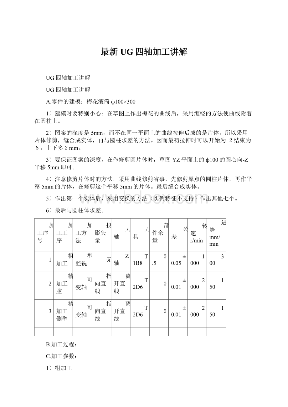 最新UG四轴加工讲解.docx