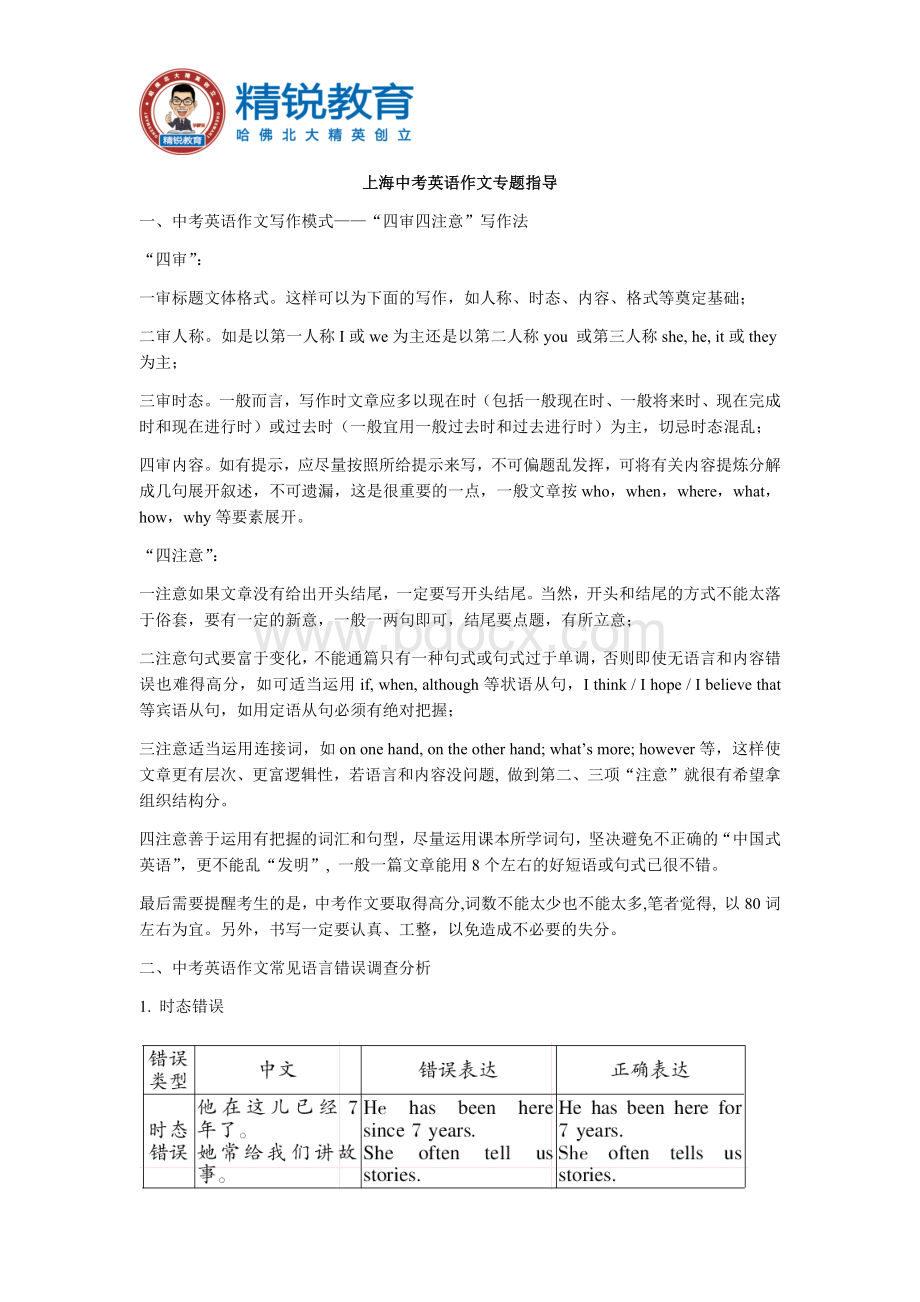 上海中考英语作文专题指导文档格式.docx_第1页