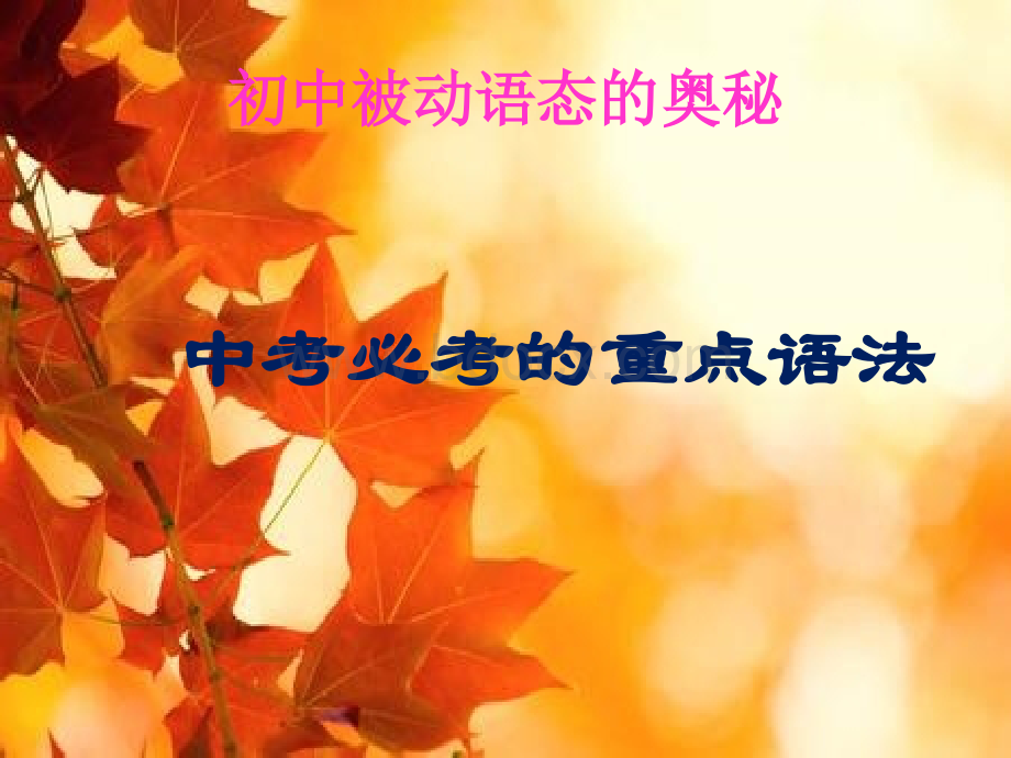 初中被动语态讲解PPTPPT推荐.ppt_第1页