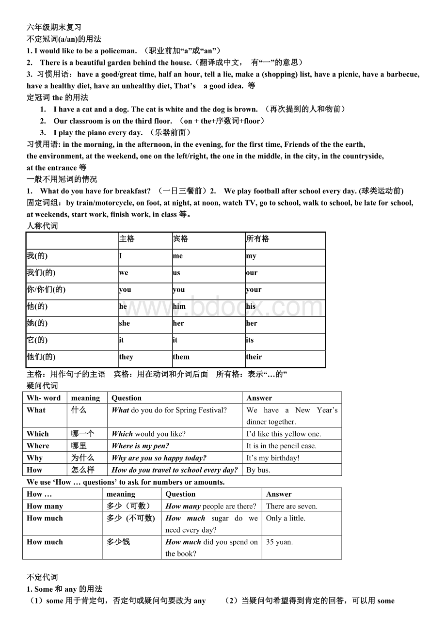 上海版牛津英语六年级第二学期期末复习.doc