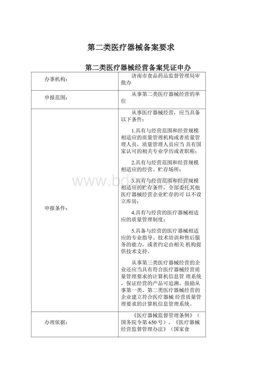 第二类医疗器械备案要求Word文档下载推荐.docx_第1页