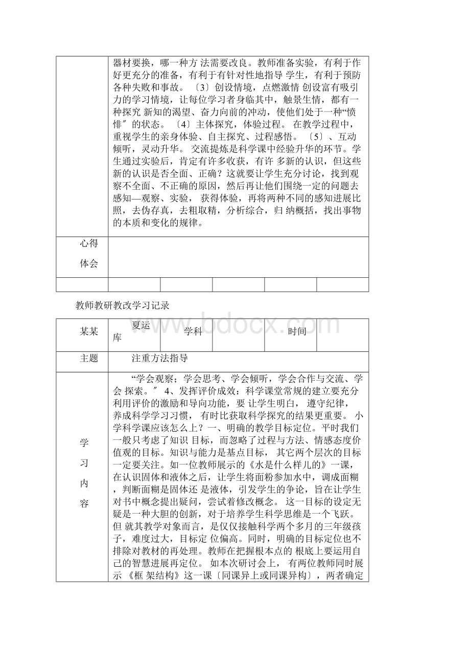 教师个人教研教改学习记录簿Word格式文档下载.docx_第2页