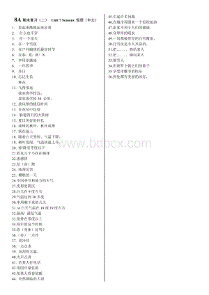 八年级上册英语(苏教版八年级)8A期末复习U7短语(中文).doc