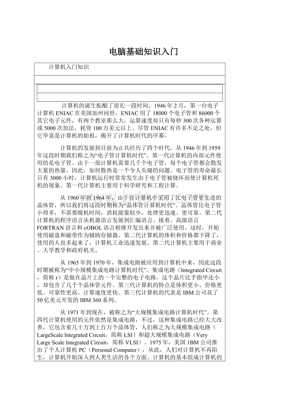 电脑基础知识入门Word文档下载推荐.docx