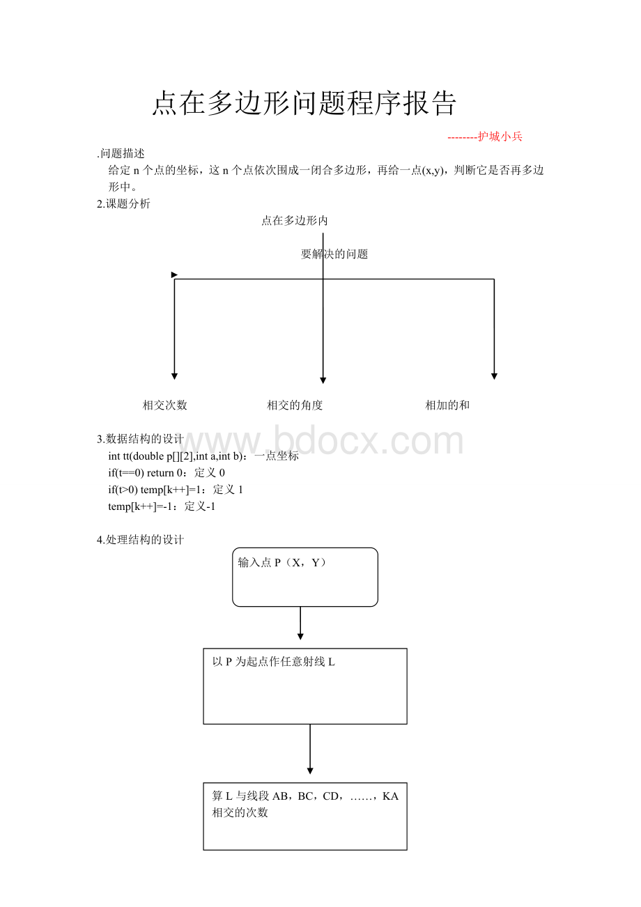 点在多边形问题程序报告Word格式文档下载.doc