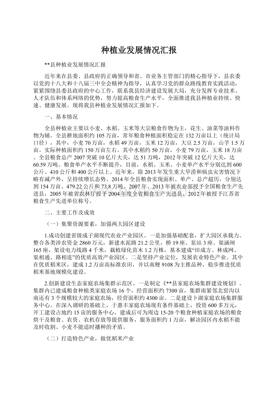 种植业发展情况汇报Word格式文档下载.docx