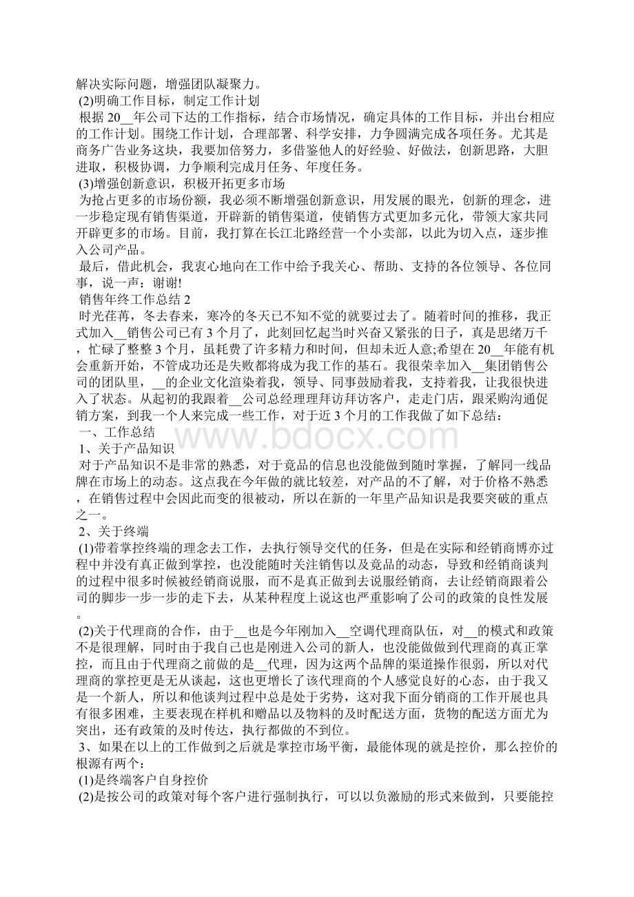 销售年终工作总结通用12篇文档格式.docx_第2页