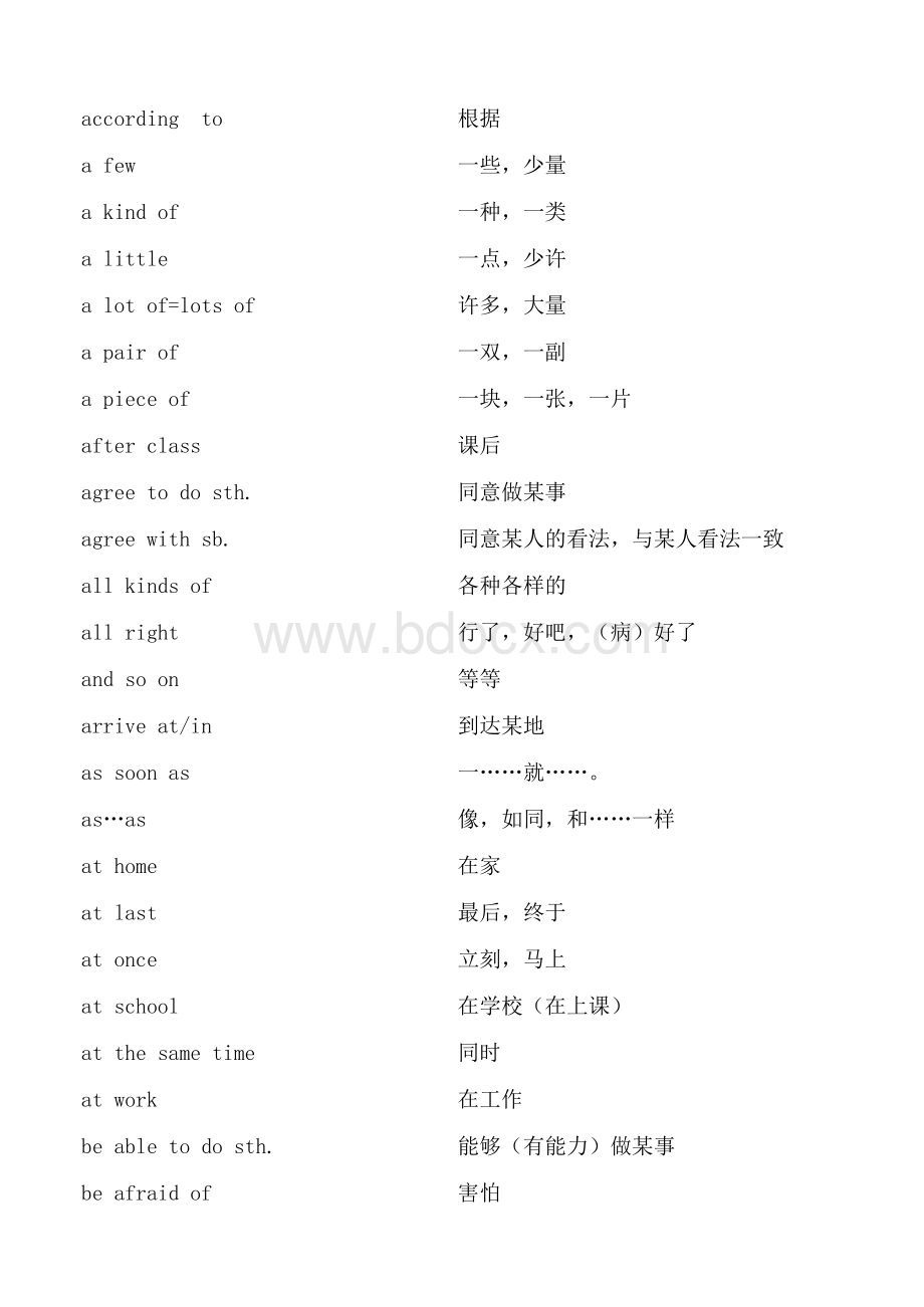 仁爱英语2018春中考习惯用语与固定搭配.xlsx_第1页