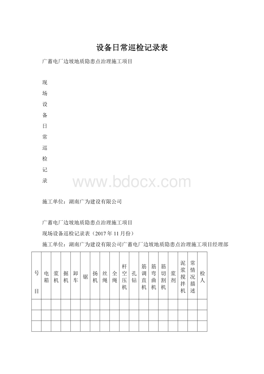 设备日常巡检记录表Word文件下载.docx_第1页