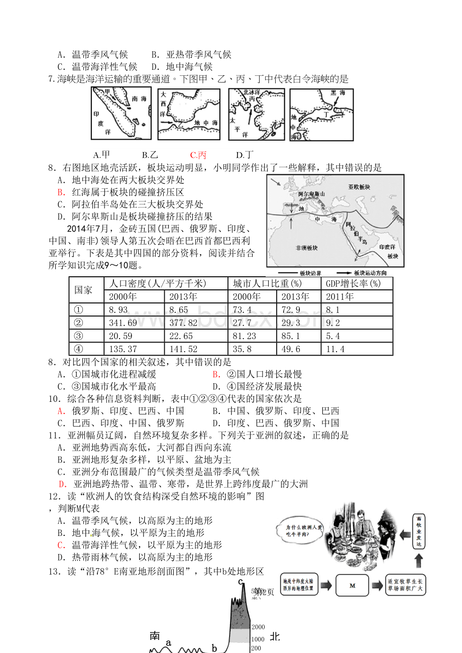 地理试题Word格式.doc_第2页