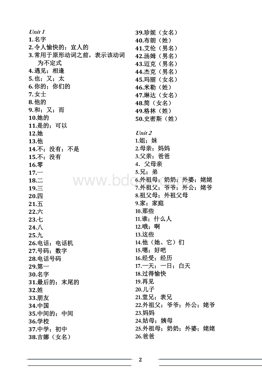 2017年人教版七年级上册英语单词表默写.doc_第2页