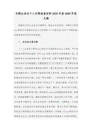 专题生活会个人对照检查材料2020年度Word版范文稿Word文件下载.docx