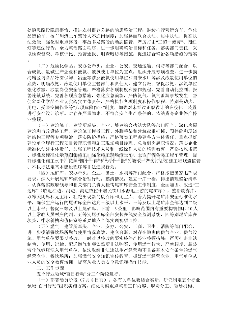 古镇安全生产重点整治百日行动实施方案示范文本Word下载.docx_第2页