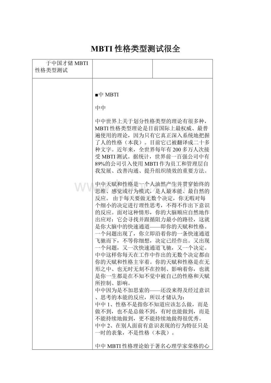 MBTI性格类型测试很全Word格式文档下载.docx_第1页