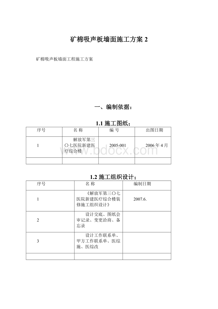 矿棉吸声板墙面施工方案 2Word格式.docx_第1页