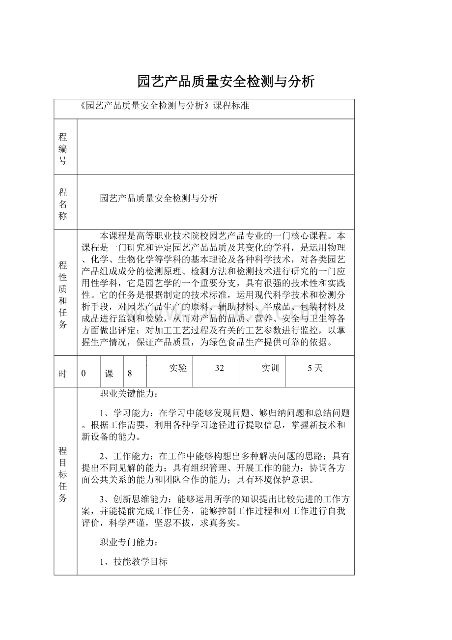 园艺产品质量安全检测与分析.docx