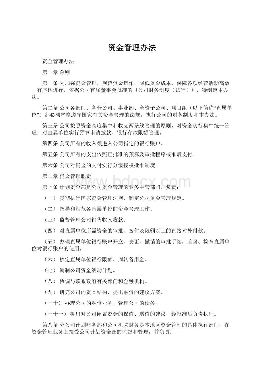 资金管理办法Word下载.docx