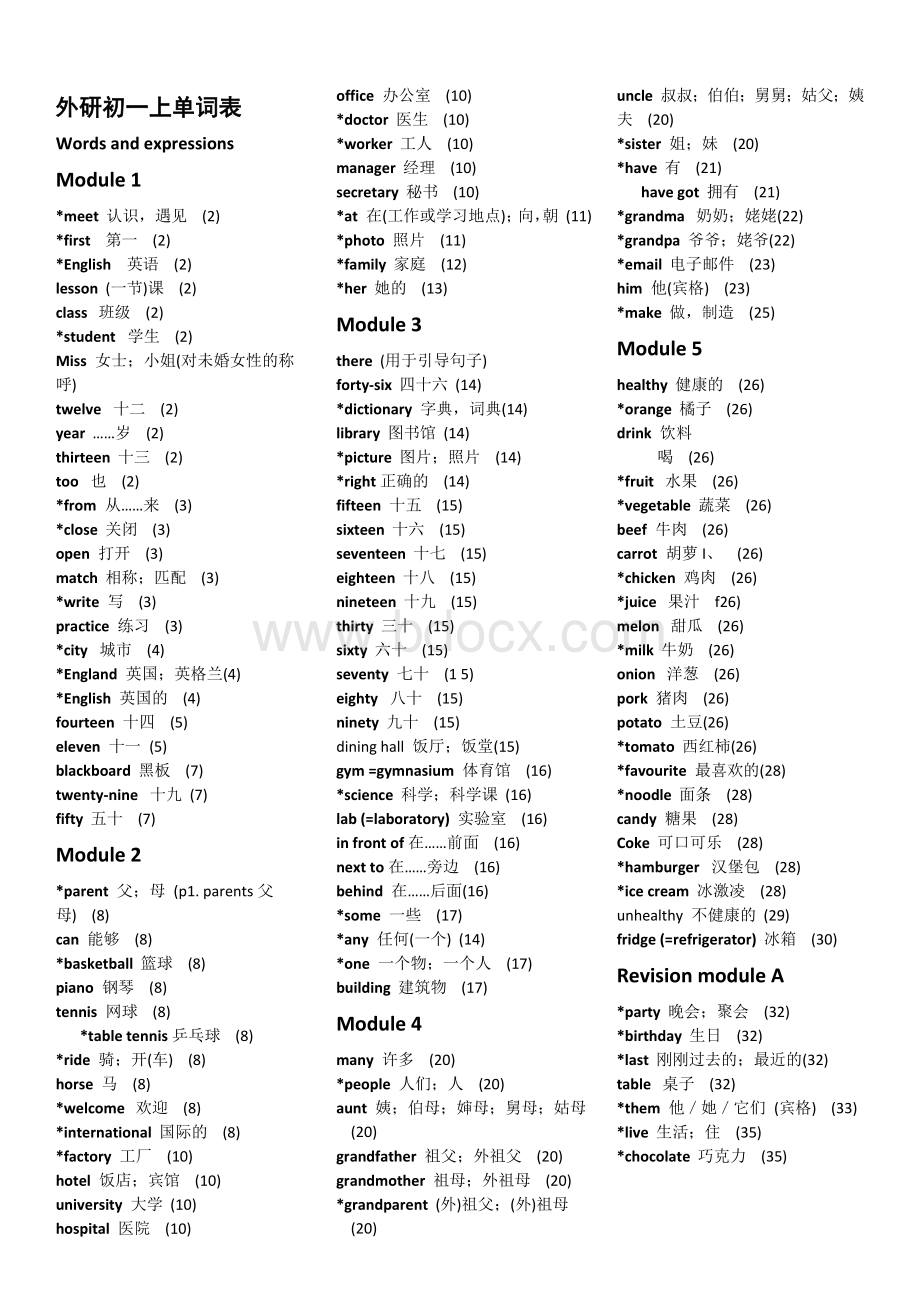 外研版初中英语单词(全)Word下载.doc_第1页