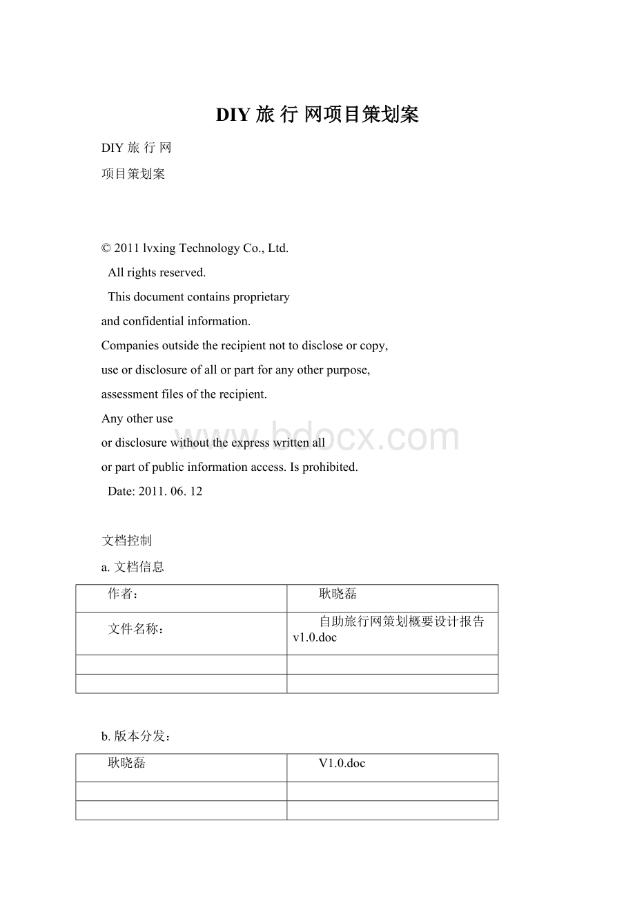 DIY 旅 行 网项目策划案Word格式文档下载.docx