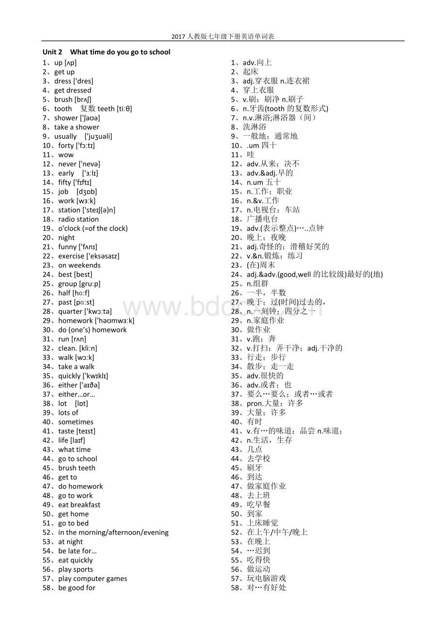 2018年人教版七年级下册英语单词表Word下载.docx_第2页