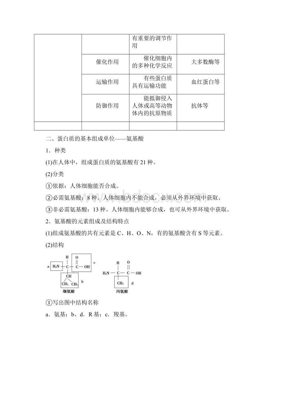 新教材人教版生物必修1学案第2章第4节蛋白质是生命活动的主要承担者含答案Word格式.docx_第2页