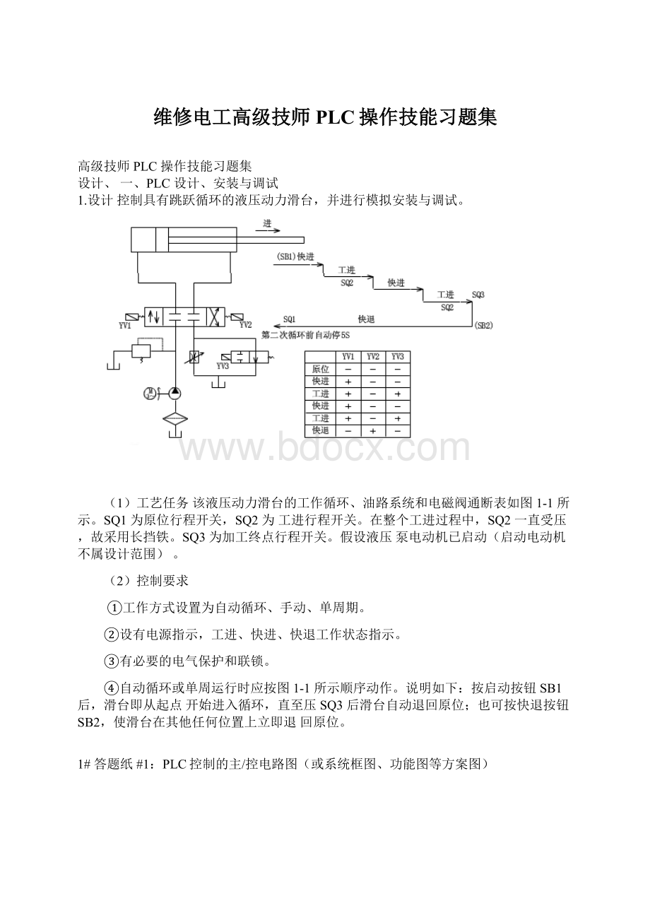 维修电工高级技师PLC操作技能习题集.docx