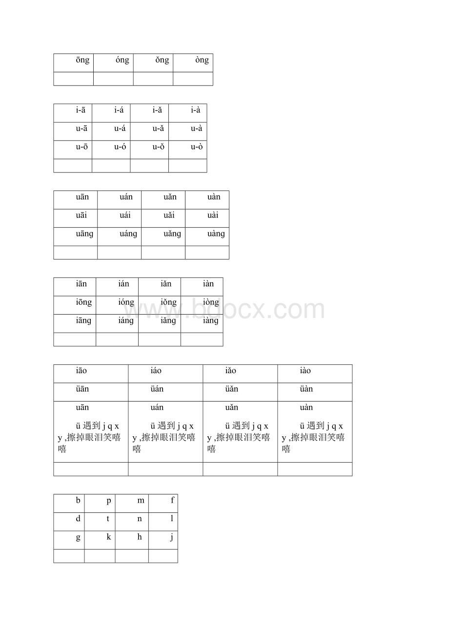 声母与复韵母三拼音四声拼读卡片Word文档格式.docx_第2页