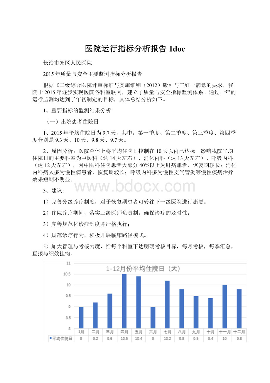 医院运行指标分析报告1doc文档格式.docx