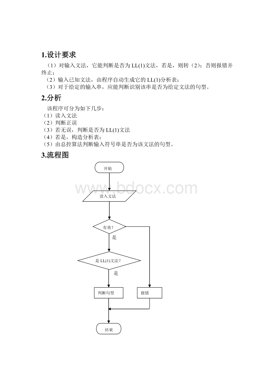 LL(1)语法分析程序实验报告.doc