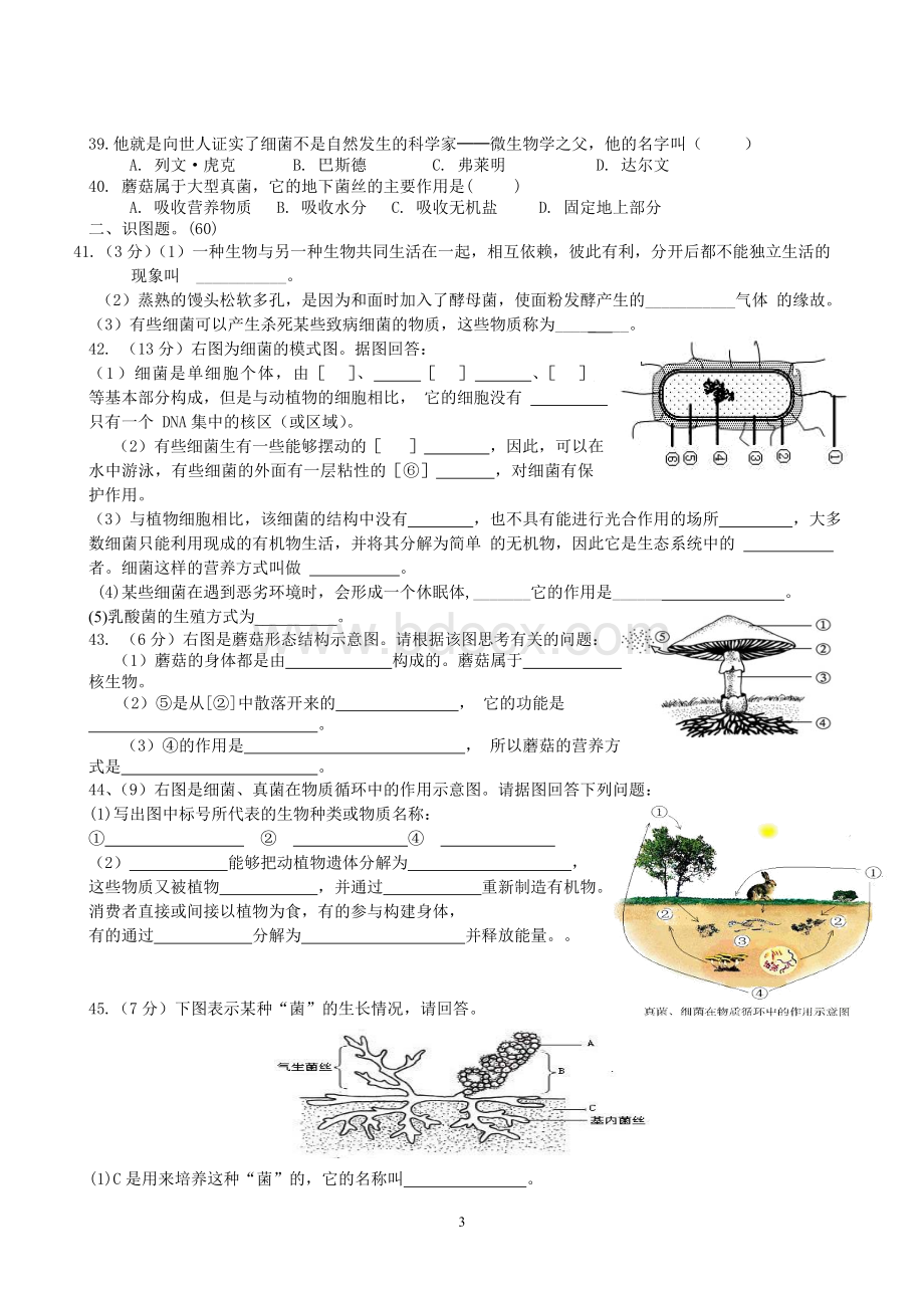 人教版八年级生物上册第四章最新检测题Word文档下载推荐.doc_第3页