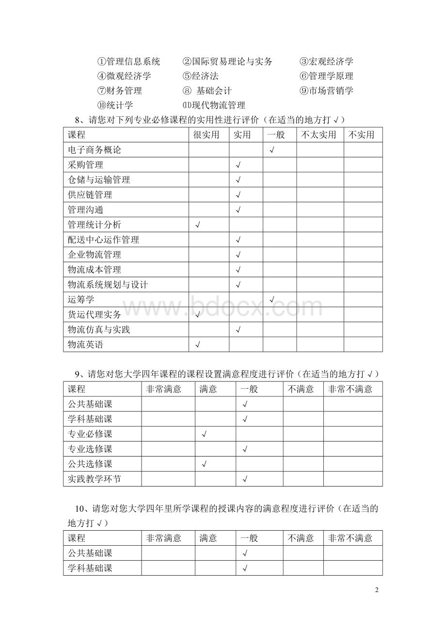 本科人才培养方案调查问卷(物流管Word格式.doc_第2页